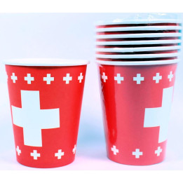 Croix Suisse Gobelets: Décoration du 1er août, 8piece, 2.5 dl, rouge
