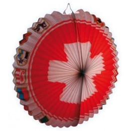 Lanterne Suisse avec cantons, 36 cm, rouge