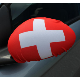 Garniture de rétroviseur extérieur de voiture "Croix Suisse", 2piece, 22x14cm, rouge/blanc