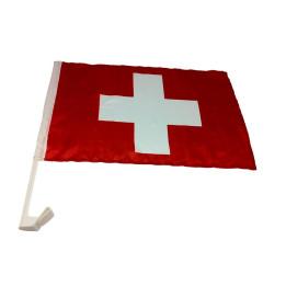 Drapeau suisse Croix pour la voiture, 2piece, 30x45cm, rouge