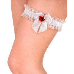 Garter with a bow and heart, white