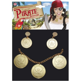 Bijoux de pirate: Collier et Boucles d'oreilles, or