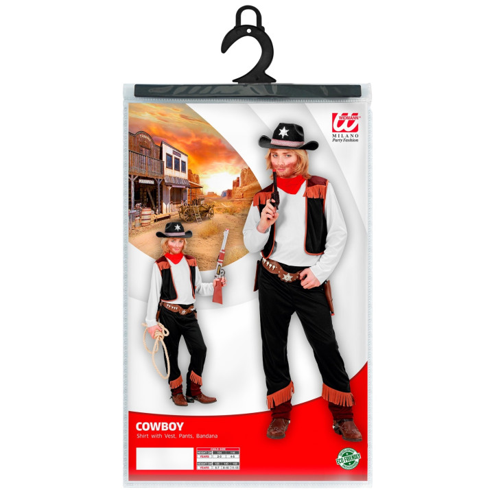 Cowboy Kinderkostüm: Hosen, Shirt, Weste, Halstuch