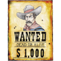 Wanted Dead or Alive Poster: Wild West decoration, multicolored