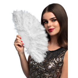 Eventail Flapper, 23 cm, blanc