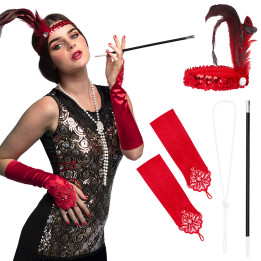 Ensemble de luxe à clapet des années 1920, rouge