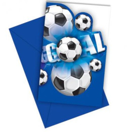 Cartes d'invitation de football avec enveloppes, 6piece, 9 cm x 14 cm, bleu