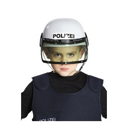 Police helmet for children: with folding visor, 18 x 18 cm, white