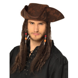 Chapeau de pirate avec Dreadlocks, marron
