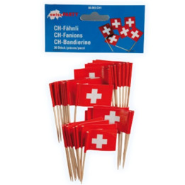 Swiss Cross Decorative picker:  August 1st Party Decoration, 30items, 2.5 x 3.5 cm, red