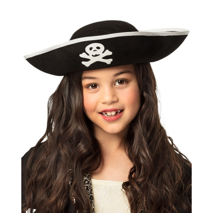 Kinder Piratenhut mit Totenkopf, schwarz