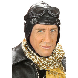 Aviator Cap in Leather Look, black